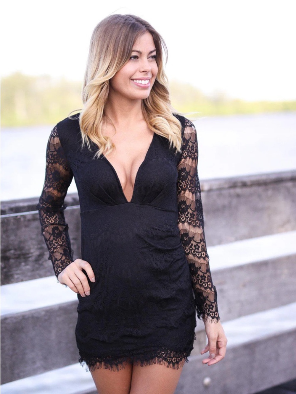 Elegant Black Lace Dress small